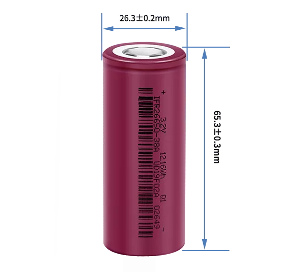 3.2V 3800mAh IFR26650-38A dimension