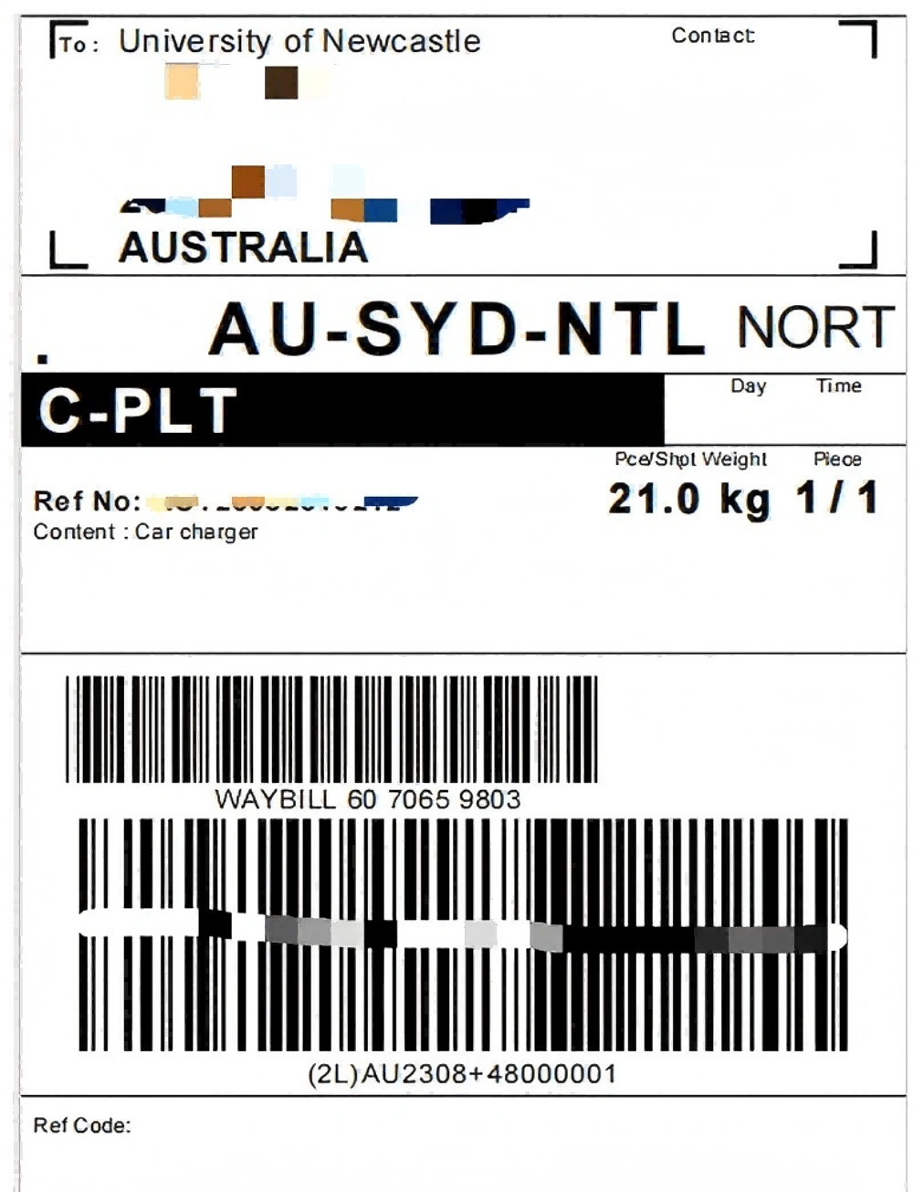 10kw obc's waybill label 10kw obc's waybill label