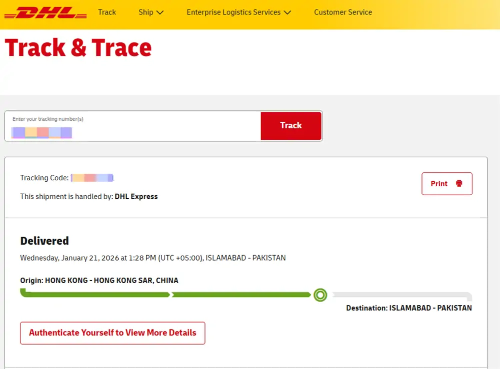 DHL Track and Trace Page DHL Track and Trace Page