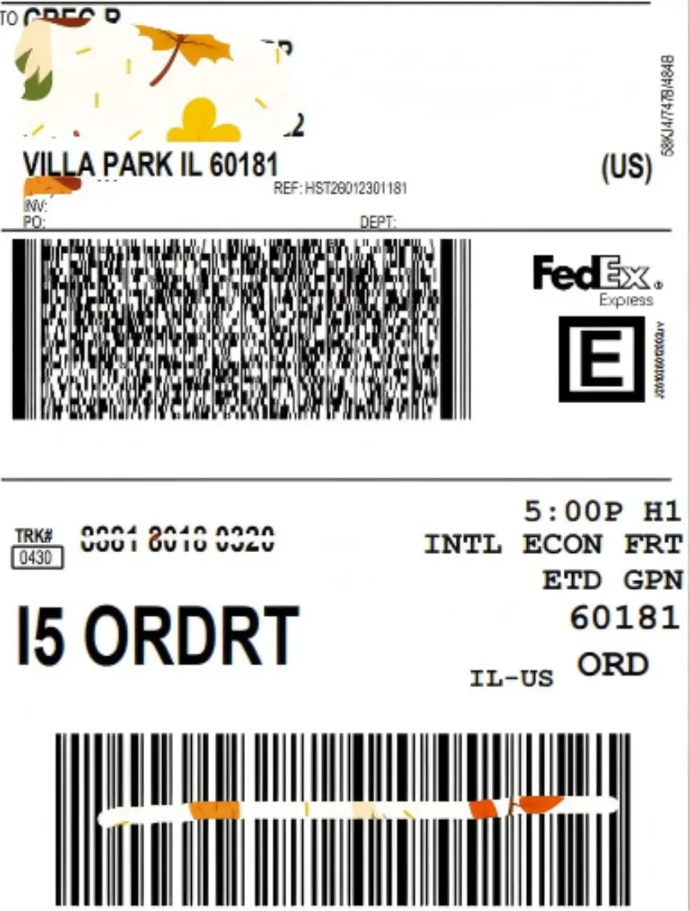 FedEx shipping label FedEx shipping label