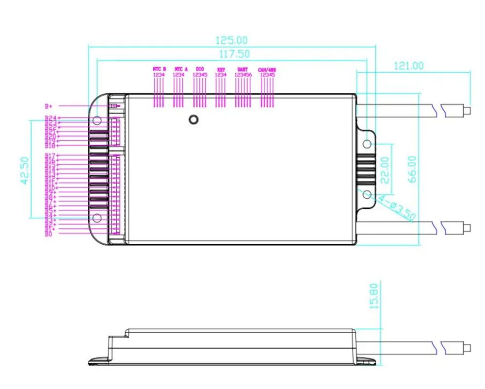 4S 60A BMS Dimension 4S 60A BMS Dimension