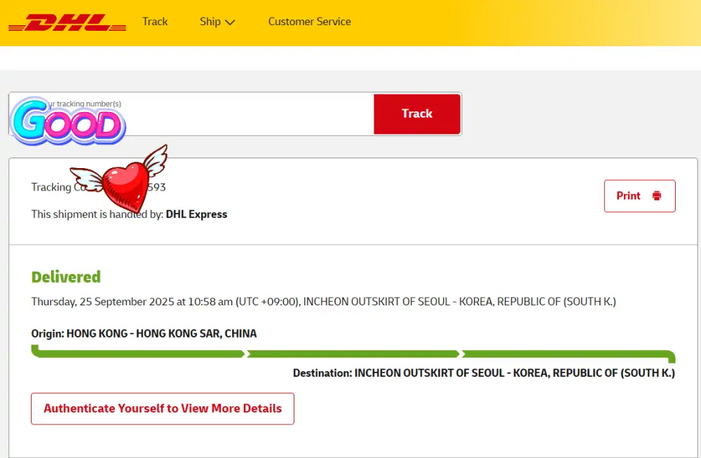 DHL tracking page DHL tracking page
